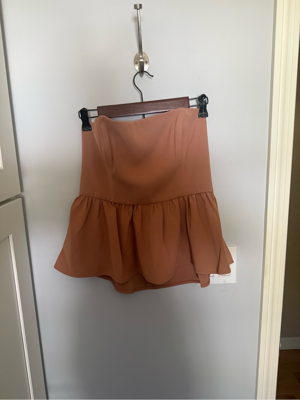 NWT French Connection York Satin Strapless Peplum Top